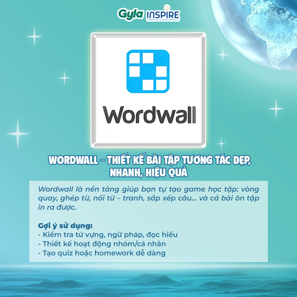 Công cụ dạy tiếng Anh miễn phí Wordwall thiết kế trò chơi